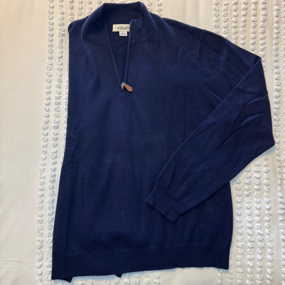 Williams Cashmere Navy Sweater Quarter Zip in Navy